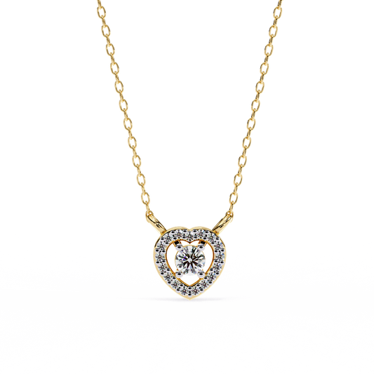 0.30 ct Round Diamond Heart Halo Pendant (With Chain)