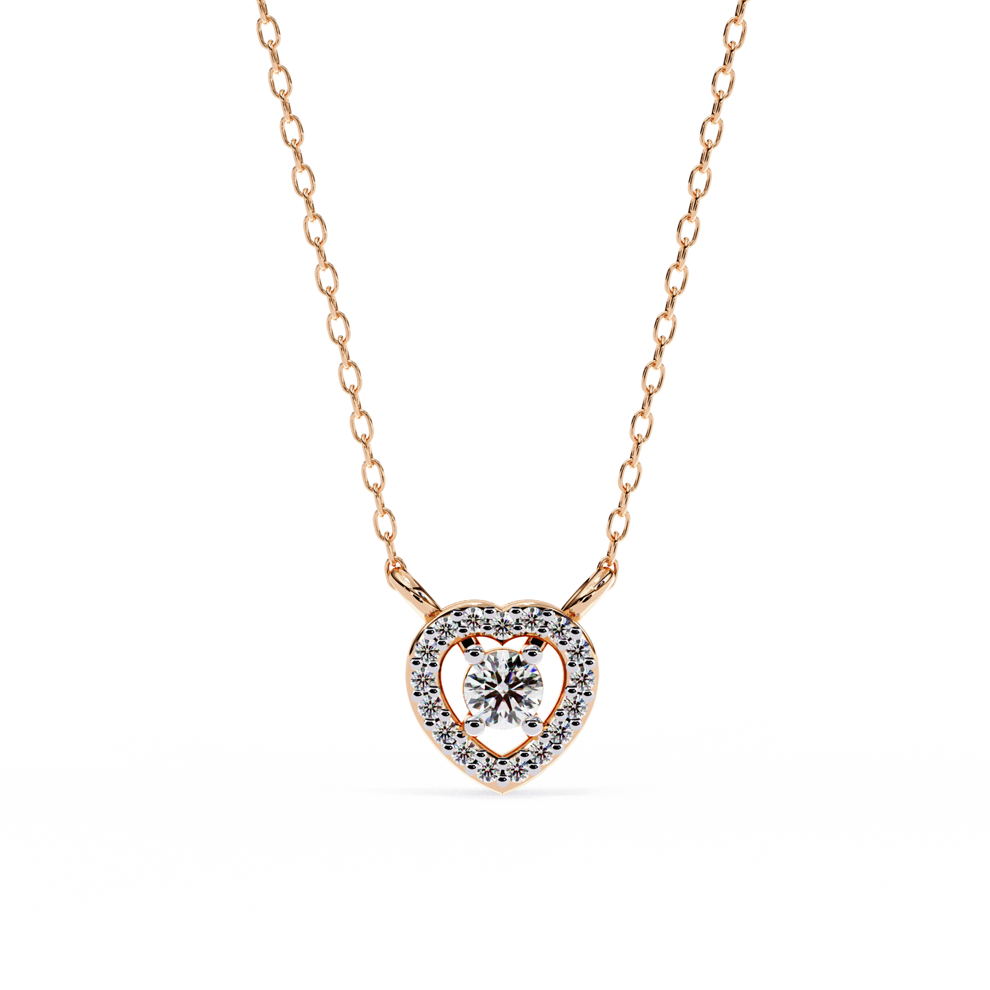 1.00 ct Round Diamond Heart Halo Pendant (With Chain)