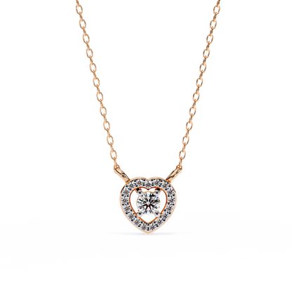 1.00 ct Round Diamond Heart Halo Pendant (With Chain)