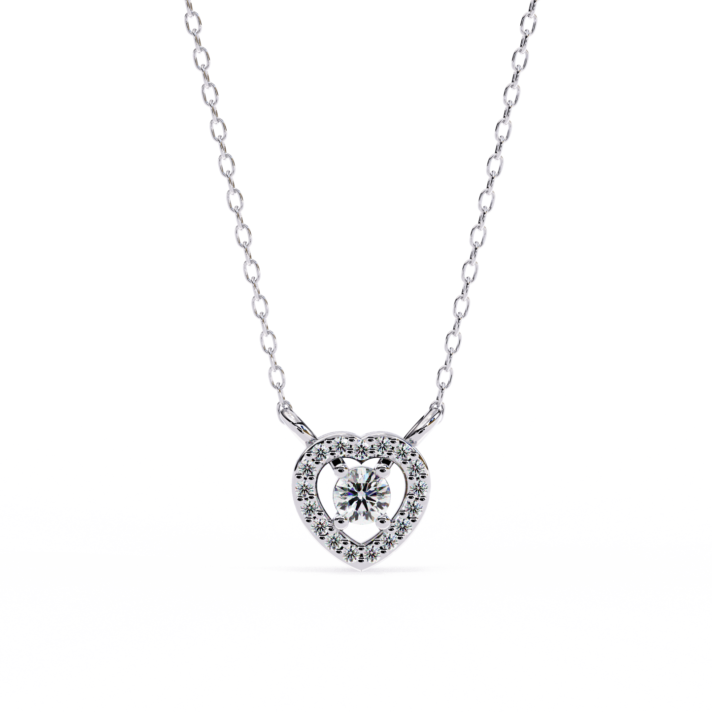 1.00 ct Round Diamond Heart Halo Pendant (With Chain)