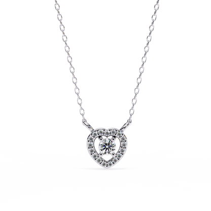 1.00 ct Round Diamond Heart Halo Pendant (With Chain)