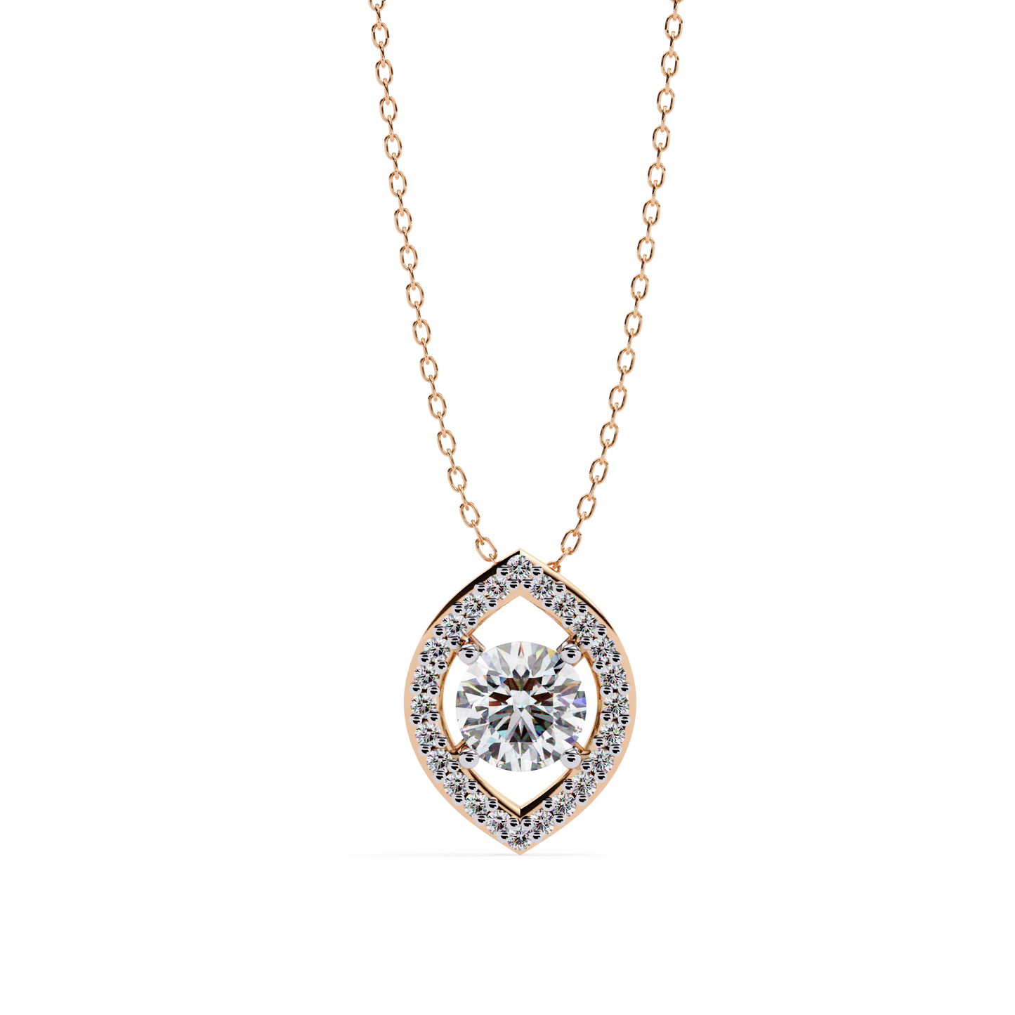 0.50 ct Marquise Halo Diamond Pendant (With Chain)