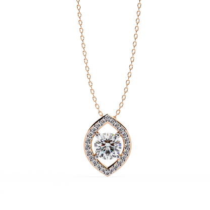 0.50 ct Marquise Halo Diamond Pendant (With Chain)