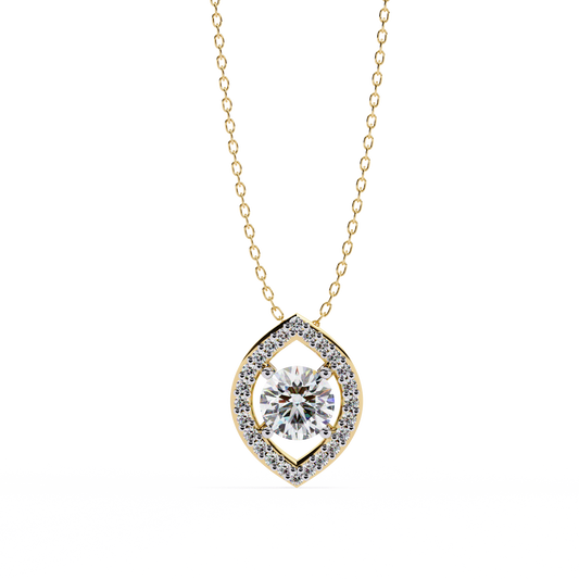 0.30 ct Marquise Halo Diamond Pendant (With Chain)