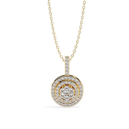 Triple Halo Diamond Pendant (With Chain)