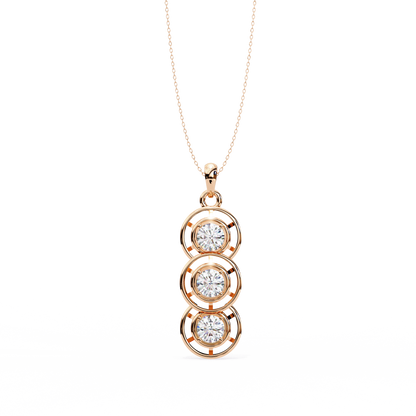 Triple Circle Diamond Pendant (With Chain)