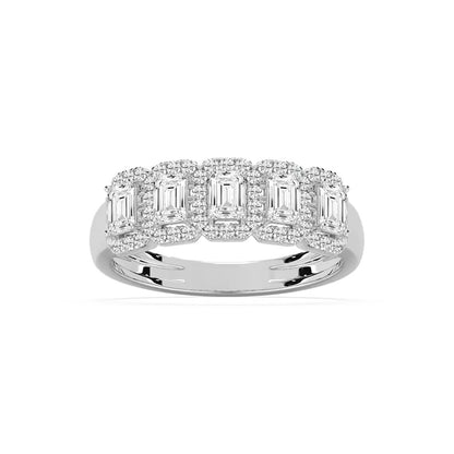5 Stone Emerald Halo Band
