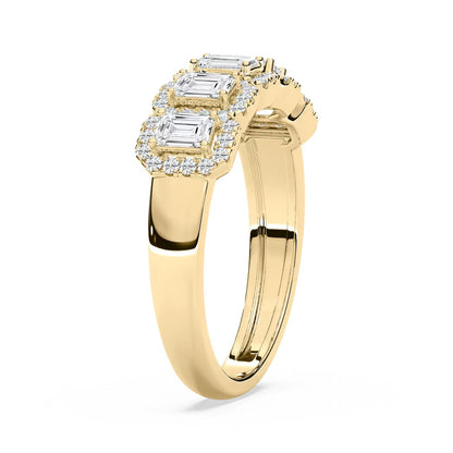 5 Stone Emerald Halo Band