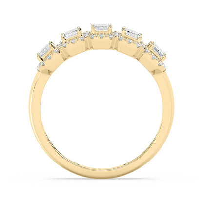 5 Stone Emerald Halo Band