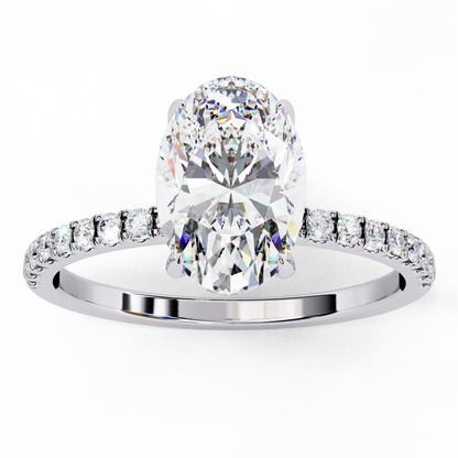 Solitaire Oval with side diamond