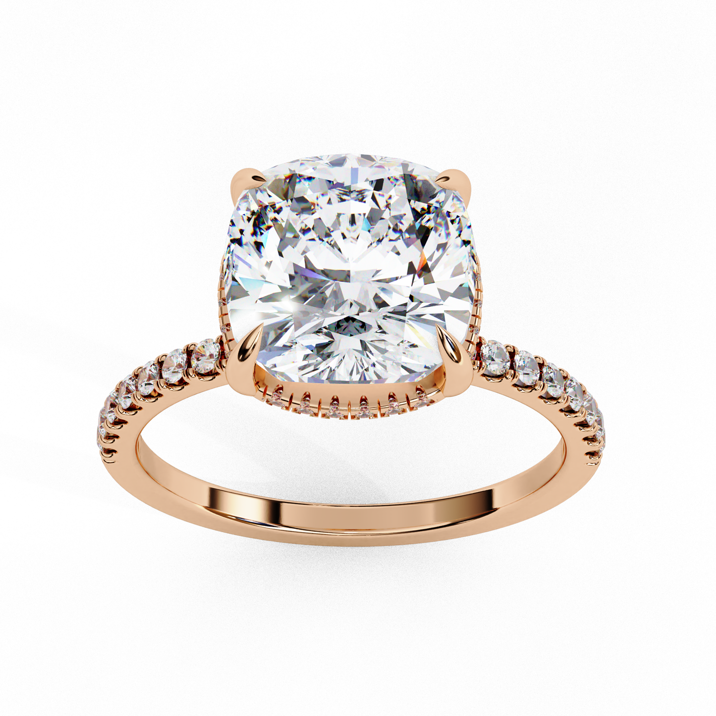 Solitaire Cushion with side diamond