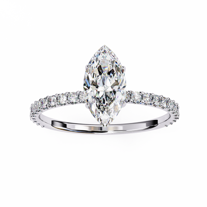 0.50 ct Solitaire Marquise ring with side diamonds.