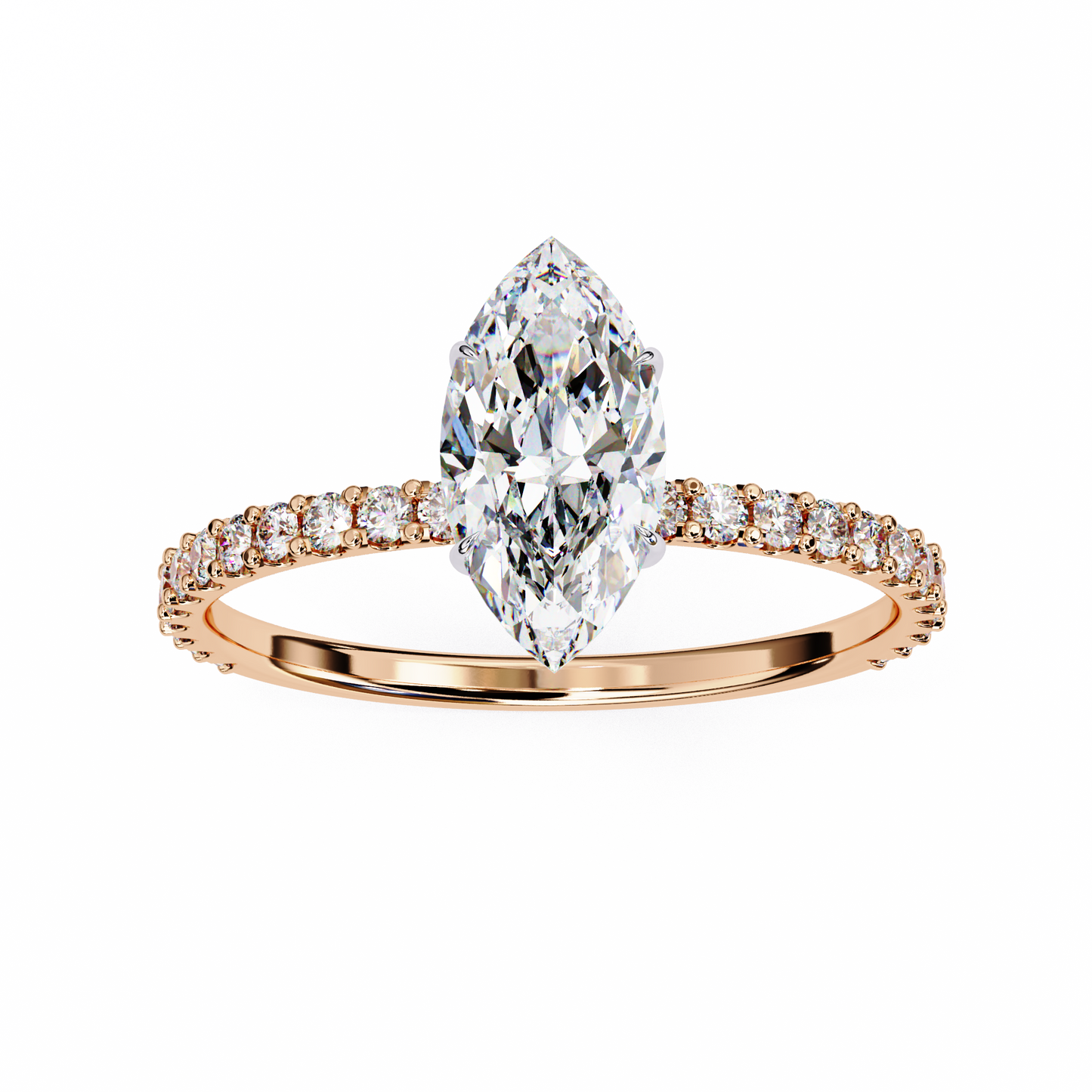 0.50 ct Solitaire Marquise ring with side diamonds.