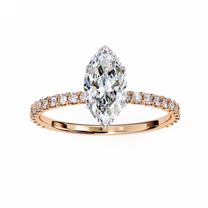 0.50 ct Solitaire Marquise ring with side diamonds.