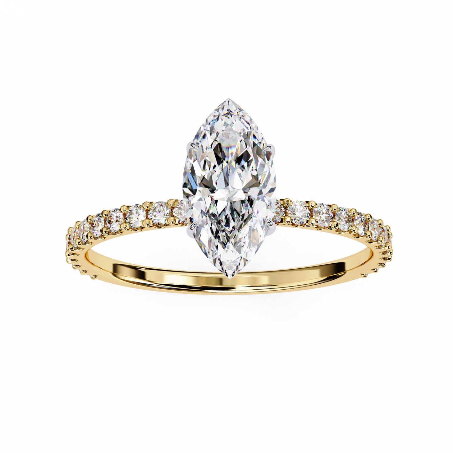 0.50 ct Solitaire Marquise ring with side diamonds.