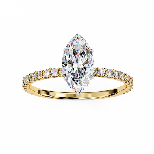 0.50 ct Solitaire Marquise ring with side diamonds.