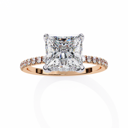 Solitaire Princess with side diamond