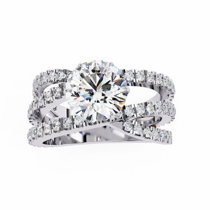 Cross Band Solitaire Ring