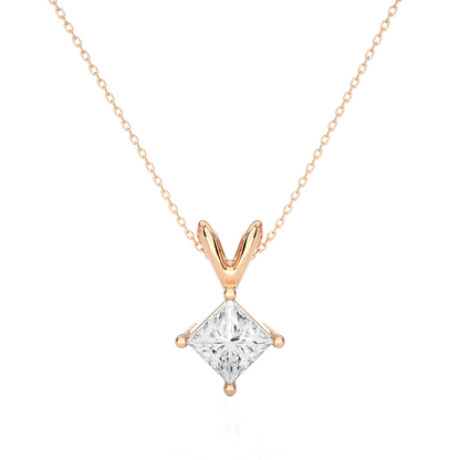 0.50 ct Princess Solitaire Pendant (With Chain)