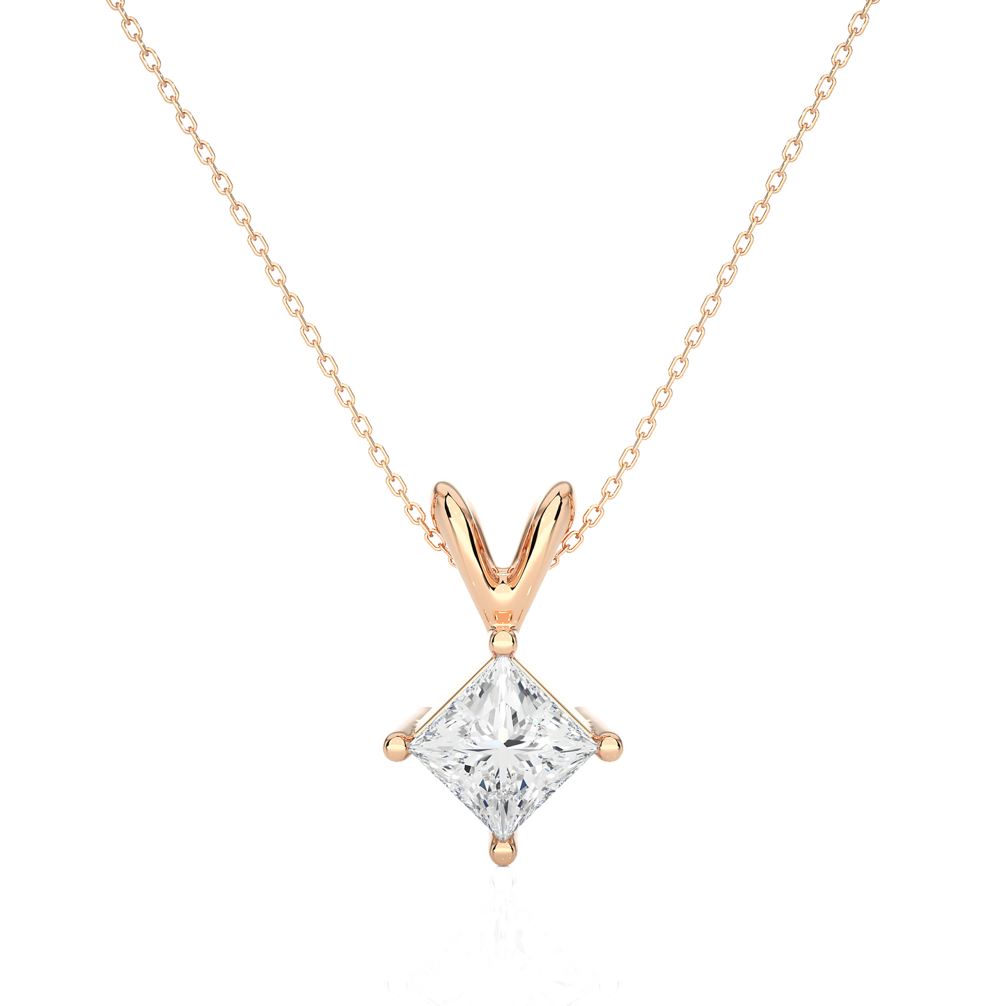 2.00 ct Princess Solitaire Pendant (With Chain)