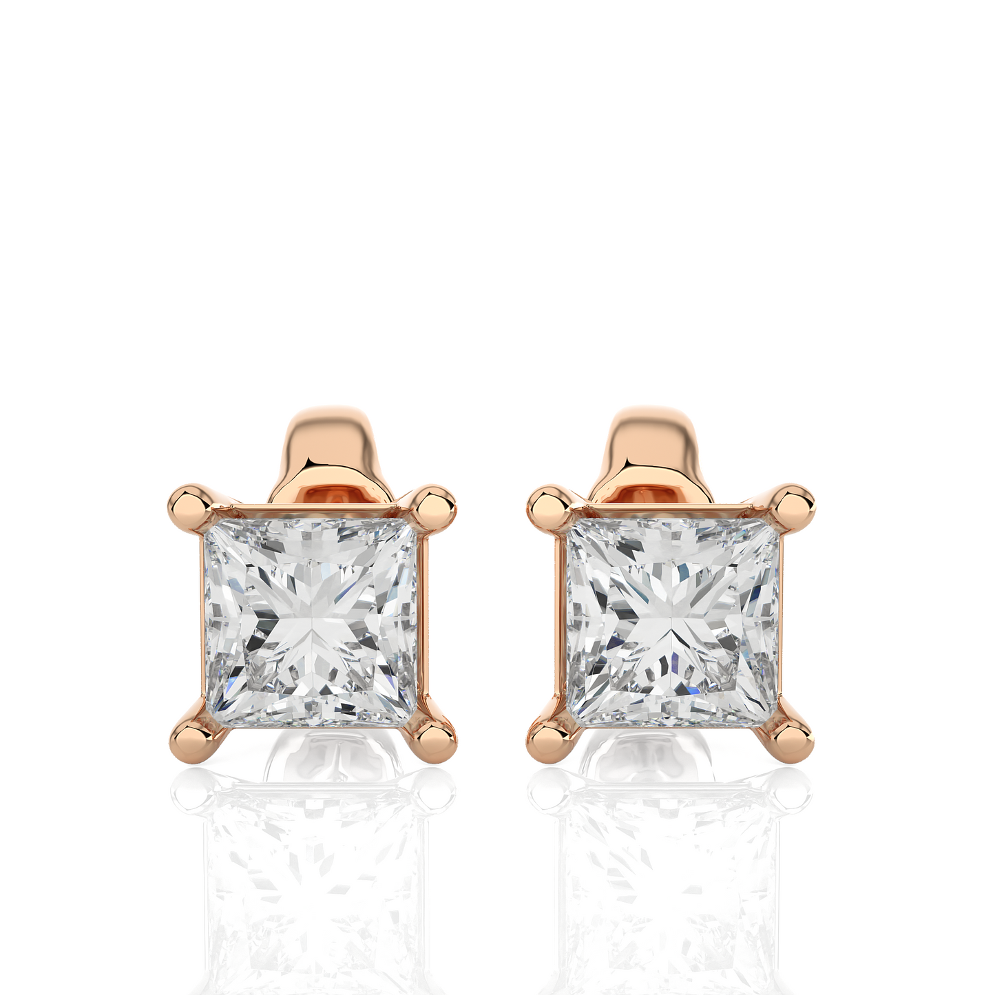 0.50 ct Princess Solitaire Studs.