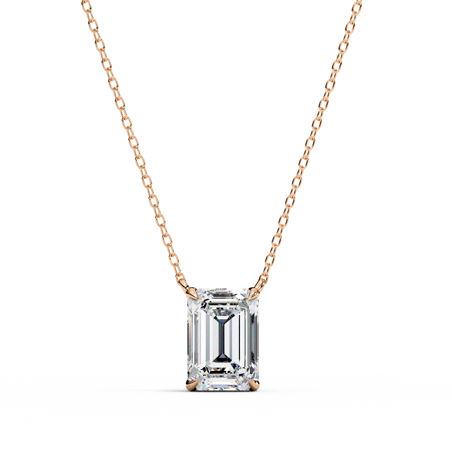 1.50 ct Emerald Solitaire Pendant (With Chain)