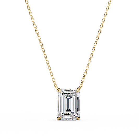 1.00 ct Emerald Solitaire Pendant (With Chain)