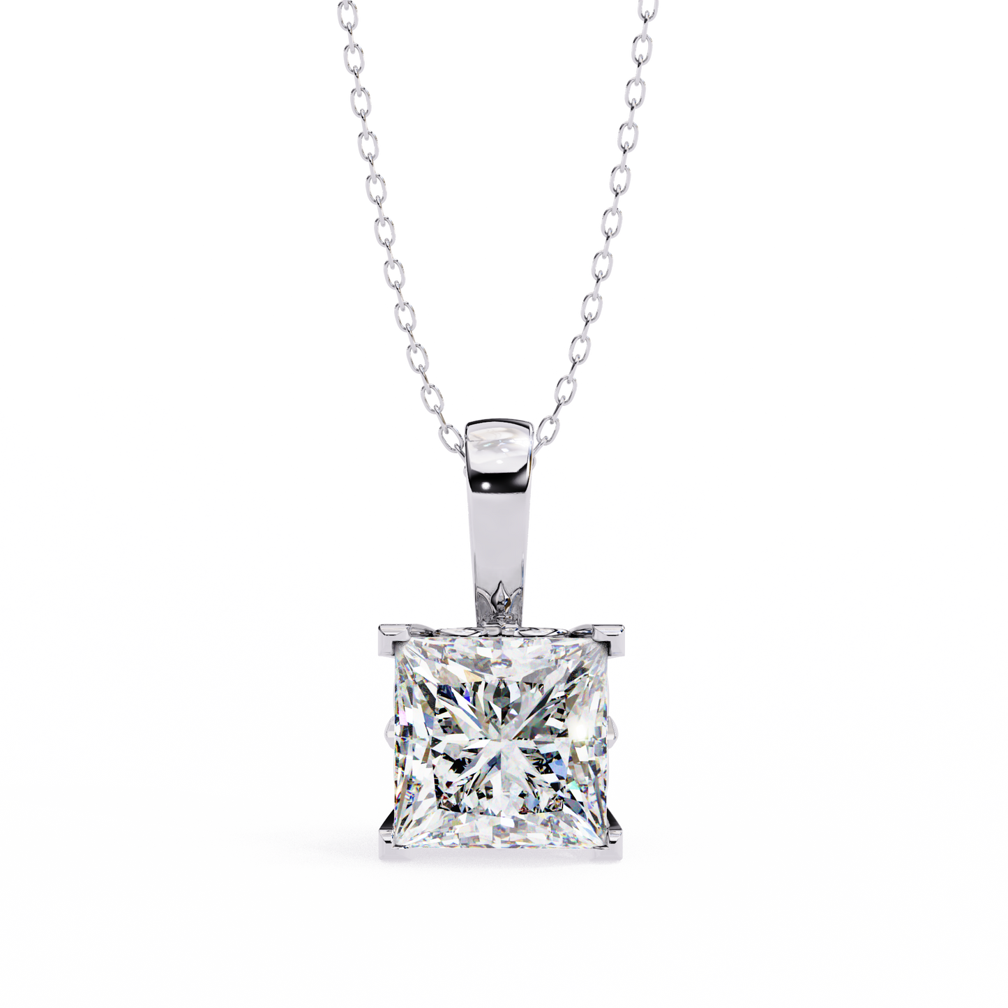 0.50 ct Princess Solitaire Pendant (Without Chain)