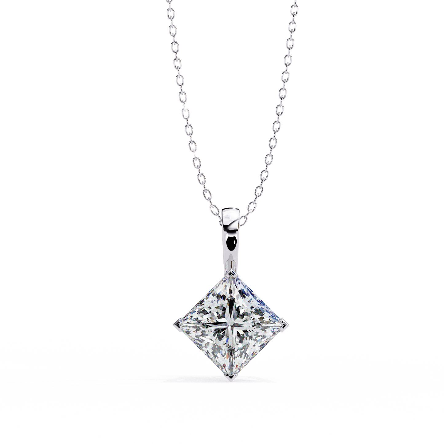 2.00 ct Princess Solitaire Pendant (Without Chain)