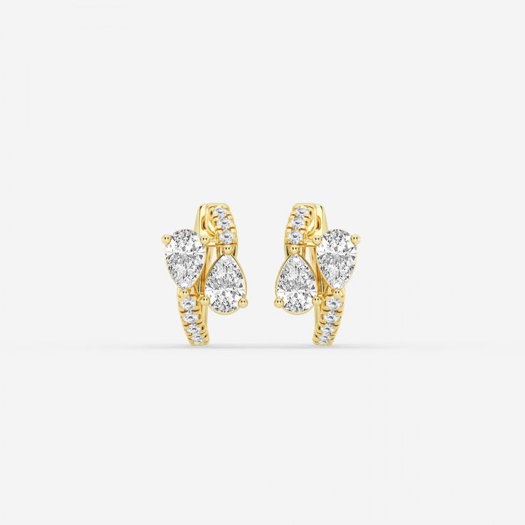 Pear Diamond Hoops Earring.