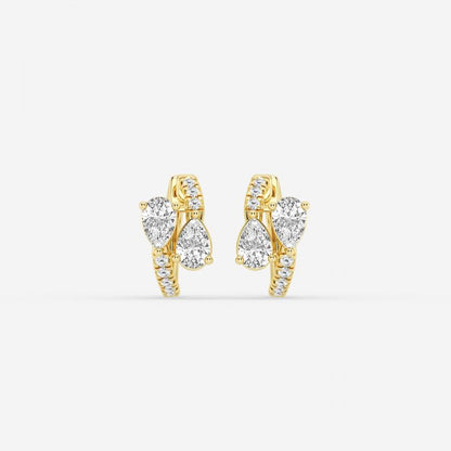 Pear Diamond Hoops Earring.