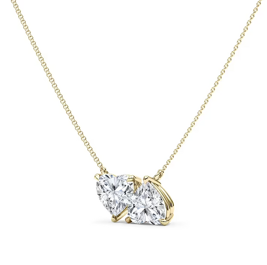 Twin Heart Shaped Pendant With Chain