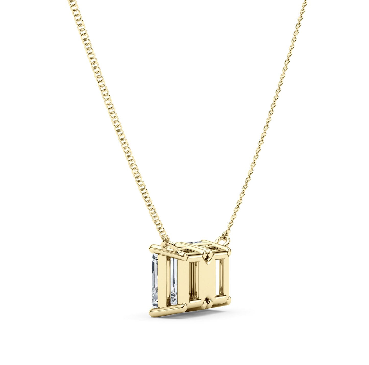 Twin Emerald North-South Diamond Pendant With Chain