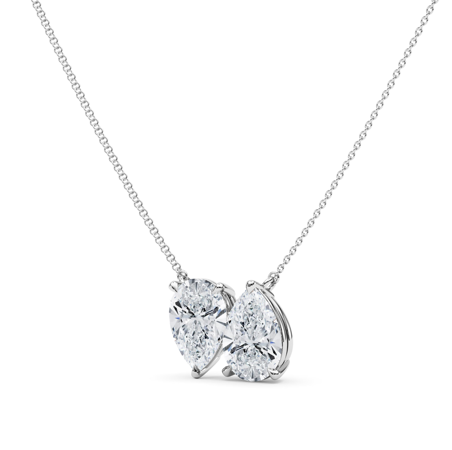 Twin Pear North-South Pendant With Chain