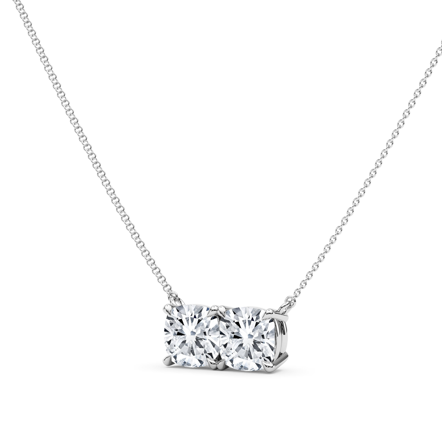 Twin Cushion Shaped Pendant With Chain