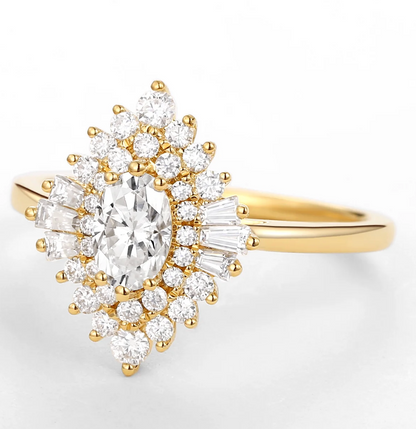 Oval Halo Cluster Ring