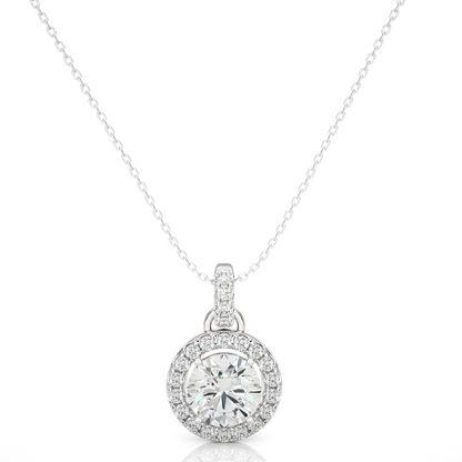 1.00 ct Round Halo Pendant (Without Chain)