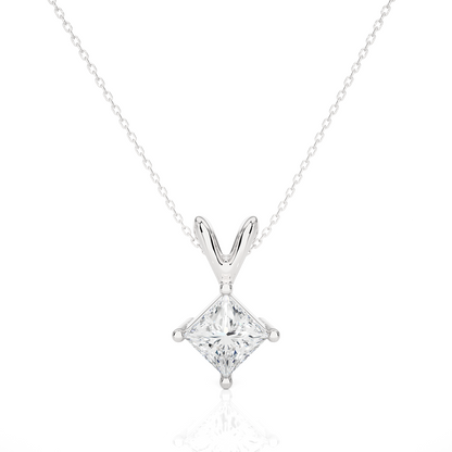 0.50 ct Princess Solitaire Pendant (With Chain)