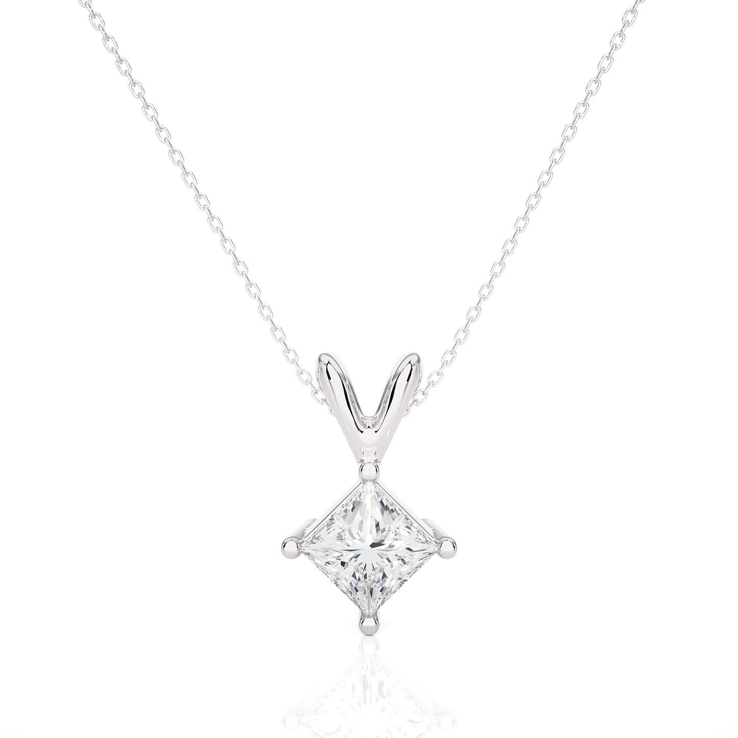 2.00 ct Princess Solitaire Pendant (With Chain)