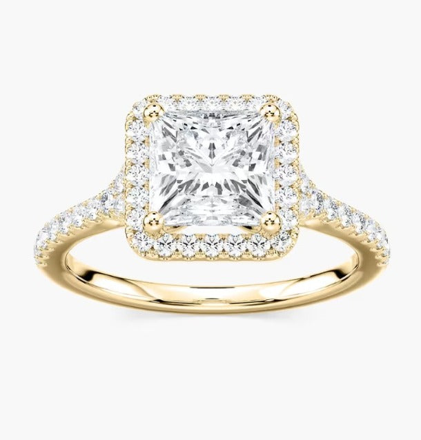 Princess Halo Engagement Ring