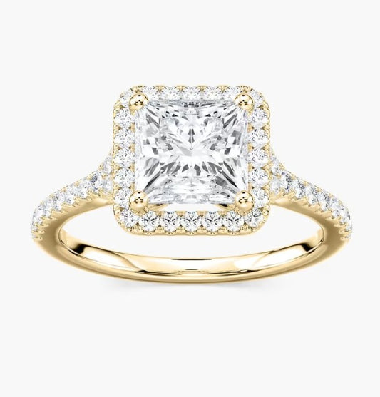 Princess Halo Engagement Ring