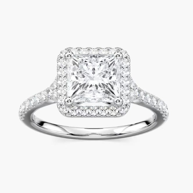 Princess Halo Engagement Ring