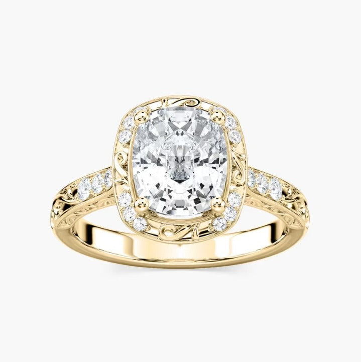Cushion Halo Engagement Ring