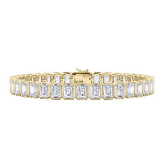 Emerald-Cut Bezel Diamond Tennis Bracelet