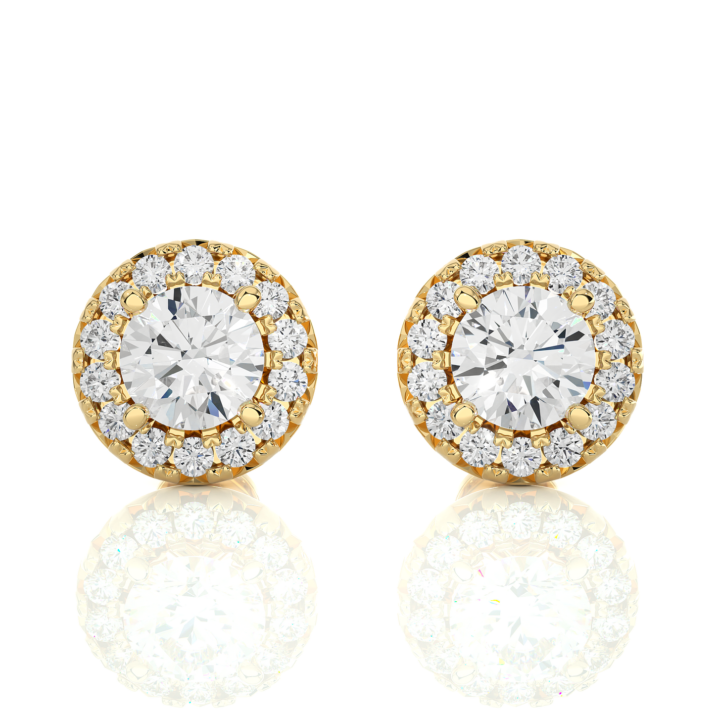 0.50 ct Round Solitaire Studs with Halo.