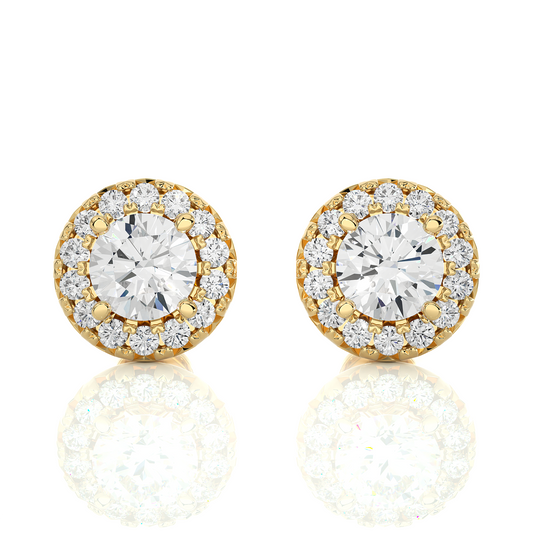 0.50 ct Round Solitaire Studs with Halo.