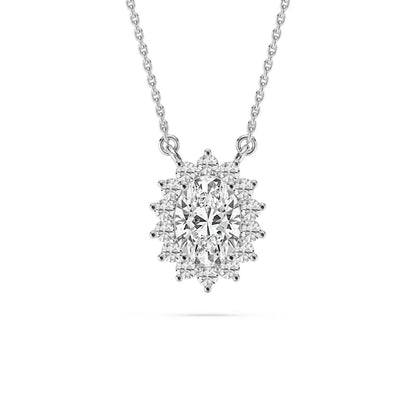 Oval Star Halo Pendant With Chain