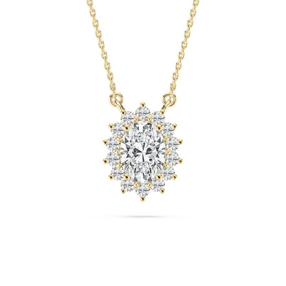 Oval Star Halo Pendant With Chain