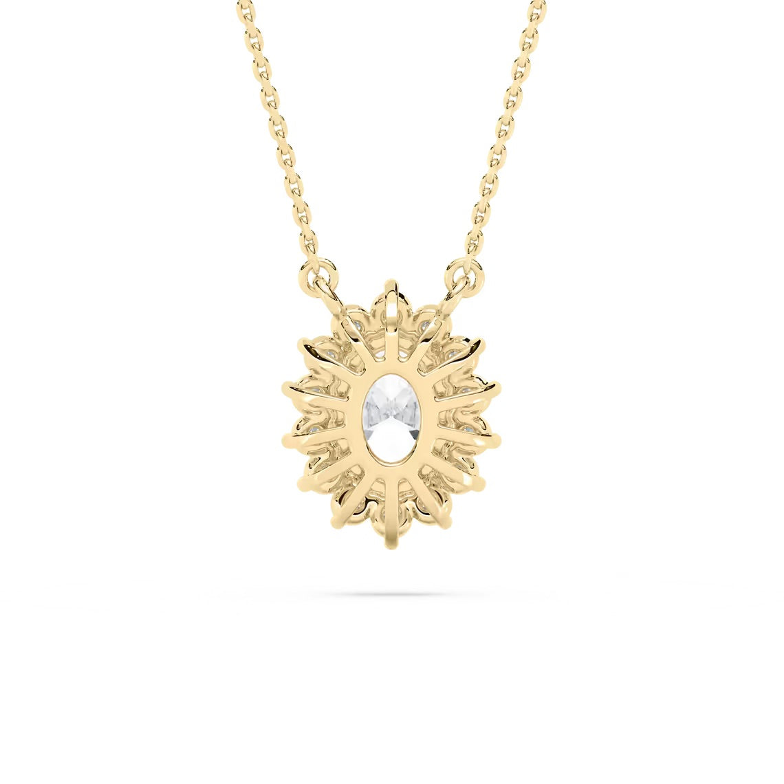 Oval Star Halo Pendant With Chain