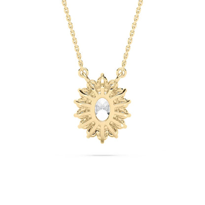 Oval Star Halo Pendant With Chain
